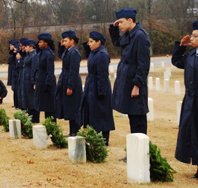 Junior ROTC salute fallen Civil war soldiers at Nashville National Cemetery