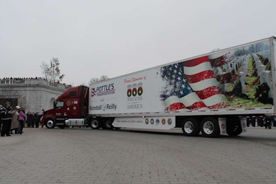 A Pottle’s Transportation truck pulls into Arlington National Cemetery.