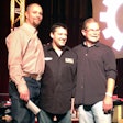 Jason Swann (left) was named Rush Rodeo Overall Grand Champion. He is pictured with NASCAR driver Tony Stewart and Rush CEO Rusty Rush.