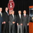 From left: Gary Moore, Kenworth general manager and Paccar vice president; Preston Feight, Kenworth assistant general manager for sales and marketing; and Wisconsin Kenworth/CSM Companies executives Bob Sorrentino, Curt Collins and Jim Moeller.