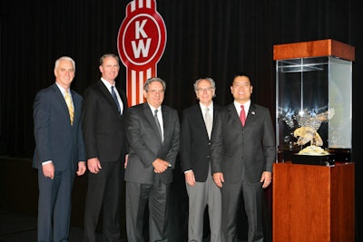 From left: Gary Moore, Kenworth general manager and Paccar vice president; Preston Feight, Kenworth assistant general manager for sales and marketing; and Wisconsin Kenworth/CSM Companies executives Bob Sorrentino, Curt Collins and Jim Moeller.