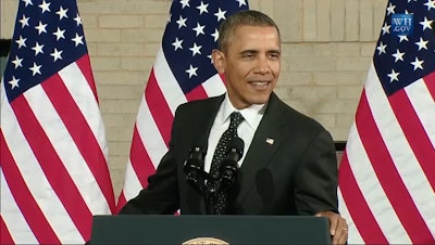President Barack Obama spoke Wednesday at a train station in Saint Paul, Minn., where he outlined a $302 billion highway funding plan.