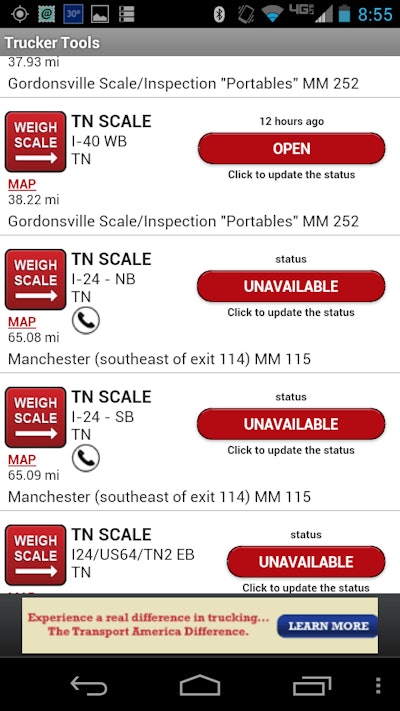 Current users of Overdrive‘s Trucker Tools app also have the ability to crowd-source station alert statuses in the “Weigh Scales” portion of the app. You can download the app for iPhone and Android via this link.