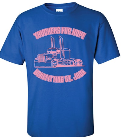 Chris Dowdy posted this t-shirt image to the Truckers for Hope Facebook page to show followers the logo design he was working on — and to stress that, though they’re still a work in progress, he’s got some thank-you gifts in mind for anyone who donates to the campaign of outreach to St. Jude’s Children’s hospital.