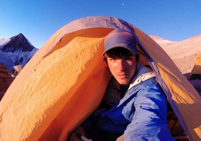 Hopkins at Camp 2 up the mountain from Aconcagua Base Camp on the morning of February the 10th. Camp 2 is at 17,000 feet elevation. For more scenes from the climb (photos unless otherwise noted courtesy of Hopkins), see the gallery below.