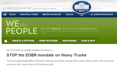 You can read the March 19-launched petition to stop FMCSA’s plans to mandate electronic-logging devices for most interstate truckers via this link.