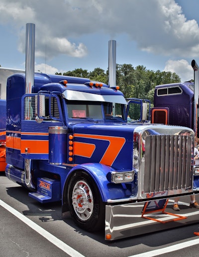 This 2013 Peterbilt 389 and matching 2010 MAC trailer — shown by Vinnio Diorio and Kevin Pascavis in the Wash & Show portion of the event — won Best of Show at last year’s 75 Chrome Shop show. The truck won Best of Show in the Wash & Show