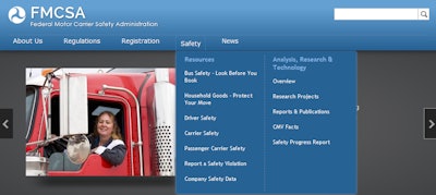 FMCSA 2014 website revision screenshot