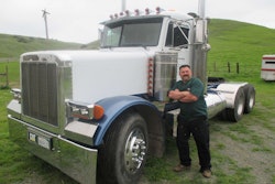 Loren Hutnick and his 1988 Peterbilt. The rig, after undergoing a rebuild, has been off the road for some time as Hutnick has taken work hauling for another company. Read more about the operator’s options under the Truck and Bus Rule come yearend via this link. Photo by Kevin Jones.