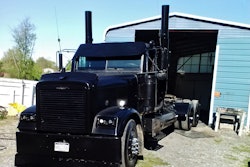 The truck, known as the “‘Black Out’ … works three to four days a week ” at this point, Timbrook says. It’s powered by a 550-hp Series 60 Detroit.
