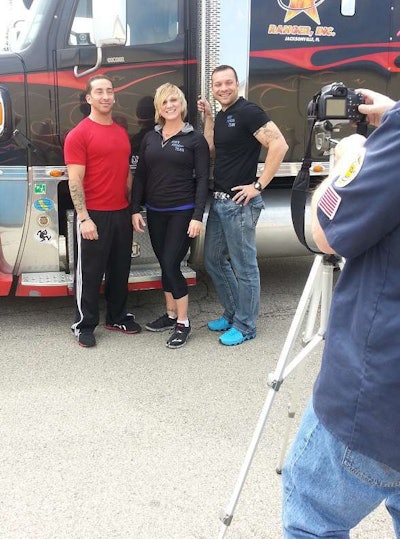 George behind the camera, doing pics and filming the first video installment for the Maxx Fitness Team; Left to right: Jesse, Aly and Jason.