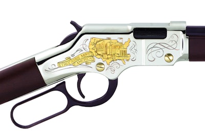 Detail of the gun’s right side, stamped with the text “Truckers Move America.”