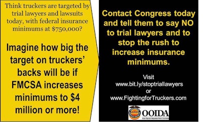 OOIDA’s “Fighting for Truckers” website includes this linked form facilitating drivers’ letters to their Congressional reps over the issue of a proposed insurance-minimum hike for carriers.