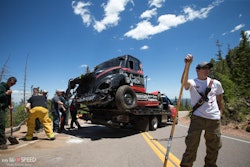 Photo by Andrew Bohan for MyLifeatSpeed.com — find more of his photos of Mike Ryan’s crashed rig in My Life’s full report by Ken Stouffer at this link.