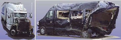 A 3D laser rendering from NTSB of the two key vehicles involved in the June 7 crash.