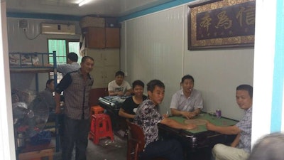 The “drivers’ lounge” at this truck stop, where drivers can rest and play cards.