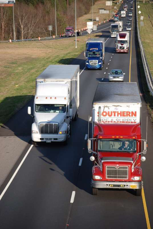 Trucks on highway 2