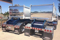 Two dump trailer rears