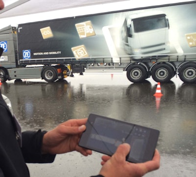 ZF’s Smart Truck Maneuver System is designed for tight or hazardous situations and allows the driver to exit the truck and park or drive it using a tablet.