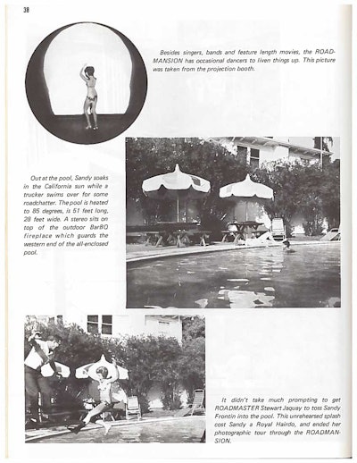 a dancer on stage and more pictures of sandy frontin around the roadmansion's pool