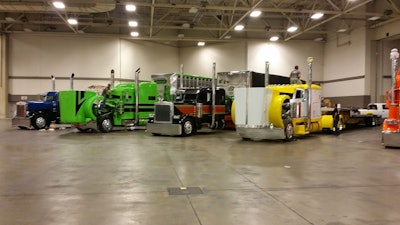 The trucks competing in the Limited-Mileage Combo category in the Pride & Polish National Championship.