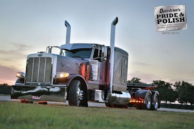 Ray Rodriguez and his 2015 Peterbilt 389 and matching flatbed won Best of Show at both the 2014 Great American Trucking Show and the 2015 Dynaflex Monster Stack Shootout.