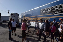 The Freightliner Team Run Smart van trailer Albert pulls, pictured in 2014 at the Great American Trucking Show event in Dallas.