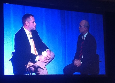 CCJ’s Jeff Crissey talking economic trends after Donald Broughton’s presentation at the 2014 Commercial Vehicle Outlook Conference preceding this year’s Great American Trucking Show.