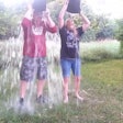 Wendy and George under the ice bucket