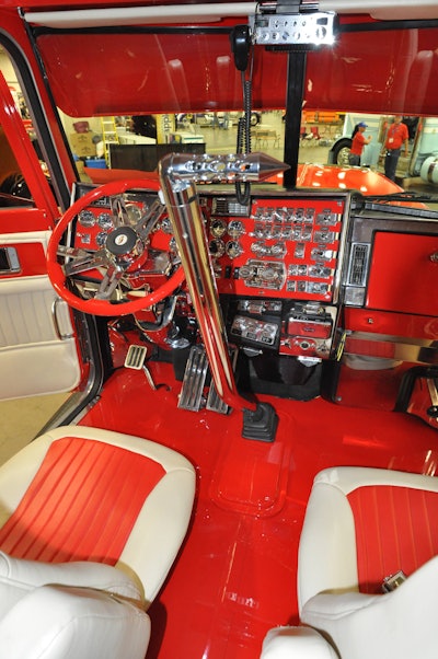 The viper red scheme is carried through the interior.