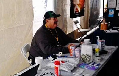 Driver Bob Stanton at the 2014 Mid-America Trucking Show, where his Truckers for a Cause sleep-apnea support group conducted apnea risk screenings.