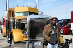 Fiffie, picture above by Cheri Kimball at the Mid-America Trucking Show, has found a home covering the trucking world, he says. He got his start in video production with an early interest in cameras that ultimately led to a small business producing television commercials and variety of other work. Before that, though, he needed seed money to invest in the necessary equipment, well before digital video made that at least somewhat less cumbersome of a prospect. “I looked for a job,” he says, and “worked for my father as a mechanic” in his auto-repair shop in South Florida. Cue then a story in the local newspaper comparing various income numbers for particular professions, in which truck drivers and machine operators ranked quite high. “My next-door neighbor was a truck driver,” Fiffie adds. “I went for a ride with him once and then got my Class A, taking the money I made and buying video equipment with it.” Over four or five years, he’d built his arsenal “and was able to transition to a business doing video production.” Along the way, though, he never lost the interest in trucks and trucking. In 2006 he moved from South Florida to the West Coast of Florida to a small town with no video services. But “I wanted to explore,” he says. “I thought I’d take a driving job,” his first operating a Peterbilt, a 2006 triaxle 379 with 500 horses. “I really got hooked.” His video business hit hard locally by the economic crash a few years later, a friend mentioned the Chrome Shop Mafia was looking for “someone to come up to the Mid-America Trucking Show in 2012” to film the show for a DVD. That’s where the 4 State Trucks DVD series got its start, and with all the extra footage, Fiffie took to Youtube and Facebook, further developing ideas like the Rolling CB Interviews series.