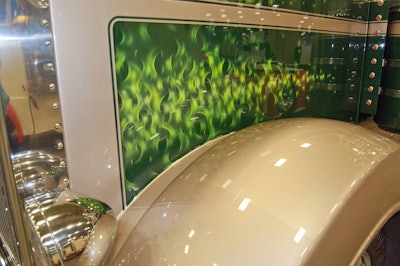 Fleet Paint & Body Repair of Onalaska, Wis., helped Fisher get the blazes he wanted throughout the exterior and interior, as well as under the hood.