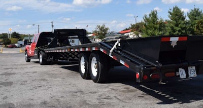 The P.J. Trailer’s rears are single-tire affairs and each rated around 7,000 lbs. His top-end payload, he says, is just 10,000 pounds, his max combination weight all told at around 26,000, where he’s tagged. With the 450, he occasionally maxed up to 35,000 lbs. all told, he says, but these days he doesn’t need that kind of weight and prefers lighters loads in any case for fuel savings.