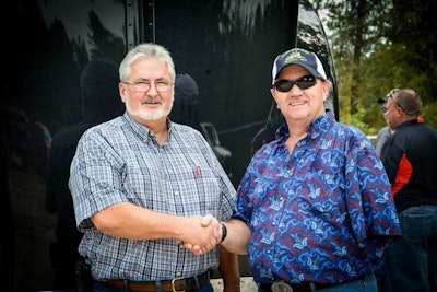 Lenny Carpenter (left, pictured with Ardis) of South Atlantic Peterbilt brought in a new Peterbilt 389.