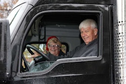 Owner-operator Elwood Higdem and his wife Joan. Higdem is driving the Kenworth T880 that’s hauling this year’s Capitol Christmas tree to Washington, D.C.