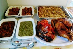 The menu: Ham, turkey both fried and baked, chicken, dressing, potato salad, mashed potatoes, yams, peas, green beans, deviled eggs, cranberry sauce, gravy and giblets gravy, rolls and desserts, including some sugar-free options. “We cook in shifts,” says Bettina Cameron, “because the drivers come and go all day and night.” The pictures here are from a past Thanksgiving gathering.