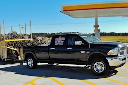 The above October haul Cutler ran for a friend in South Carolina to Wisconsin. It featured a different kind of towed vehicle. Taking farm equipment on the long run down, Cutler fashioned a side kit from plywood and lumber and hauled these bicycles in two trips back.