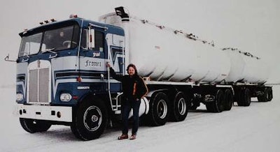 A reader posting only as Brad K. noted the picture of this 1977 Kenworth was taken on “my 28th birthday up in Canada, where I live. These were the real days of trucking. This was the most powerful thing I ever drove back then. It had a KT450 Cummins with a 9 speed. Top end was 65 mph, which I could do all day and night.” It was a rough ride, though, he adds. “A real backbreaker, but I sure miss it. I hauled A trains with fuel, and I never had a logbook then. Canada did not require them in 1983. The bunk was small, but it was OK, as I was only 175 pounds then. I had a 1999 379 Pete with a 3406 Cat, and it couldn’t hold a candle to that old brute of a KT450. I wish I still had it; for a toy, that is!”