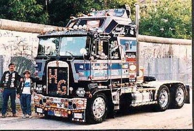 The Kenworth at the Berlin Wall in the early 1990s.