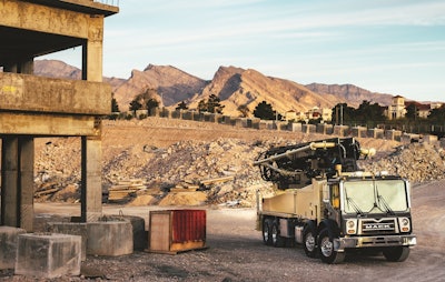 The Mack TerraPro in a concrete pumper application