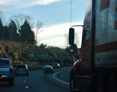 truck running uphill