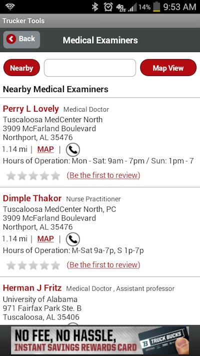 The ability to search for and review medical examiners on the National Registry has also been a function of the “medical examiners” portion of the Trucker Tools app from Overdrive since launch of the registry last year. You can download the app for both iOS and Android devices via this link.