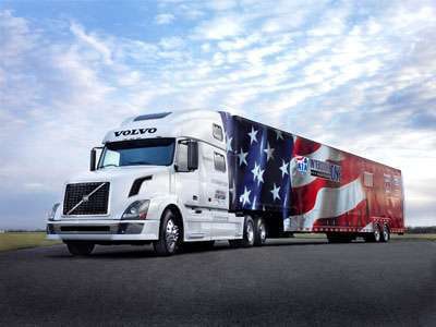 The Volvo VNL and specially wrapped trailer used by the 2015-2016 America’s Road team.