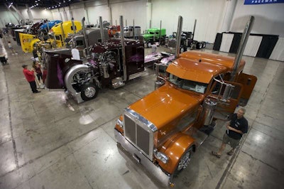 Trucks staged at the Great West Truck Show Pride & Polish in 2011.