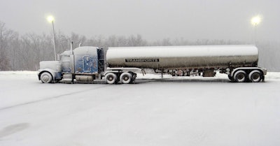 Tanker on R&R in wintry Eldon, Mo., at the truck stop.