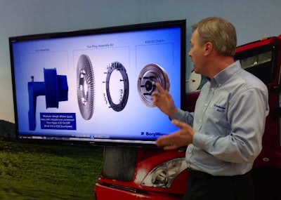 BorgWarner Application Engineer Ryan Livingston detailed the K32 Durospeed at a Mid-American Trucking Show press briefing Wednesday.
