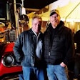 George Parker (right) and Brad James at MATS. James was among the final three contestants at the Trucker Talent Search event at last year’s Great American Trucking Show.
