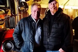George Parker (right) and Brad James at MATS. James was among the final three contestants at the Trucker Talent Search event at last year’s Great American Trucking Show.