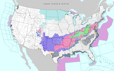 Click through the image for detail on the alerts issued in areas you’re traveling through from the National Weather Service.